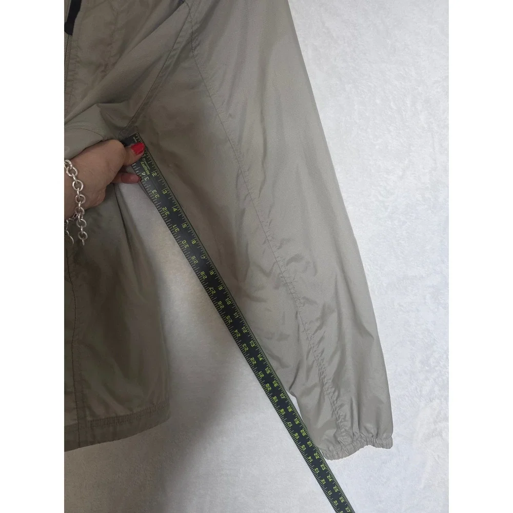 LL Bean M's Trail Model Rain Jacket Tan Khaki Hooded Windbreaker Large L OAKC5